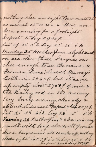 24 November 1889 journal entry